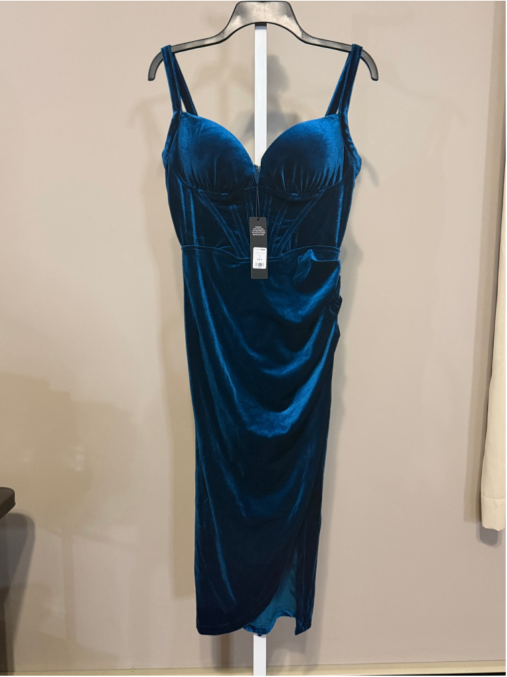 Women's Fashion Nova Velvet Midi Dress Size M Blue